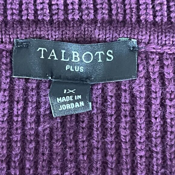 Talbots Size‎ 1X Soft Cowlneck Diamond Motif Knit Pullover Sweater Maroon - Picture 4 of 9
